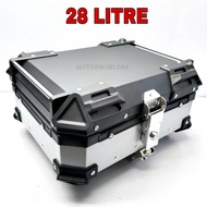 TOP BOX ALUMINIUM ALLOY 18L 28L 32L 36L MOTOR BLACK SILVER ALUMINIUM BOX WITH BRACKET SILVER / BLACK