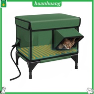 huanhuang Outdoor Cat Shelter Large Outdoor Heated Cat House with Heating Pad Winter Weatherproof Fe