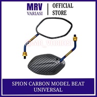 Spion-Sepion-Kaca Set Variasi Karbon-Carbon Model Beat Gagang Twotone-2Tone Blue xx-Chrome Semua Motor Honda Drat Kanan Baut 14 Vario-Scoopy-Spacy-Revo-Grand-Supra-Spion beat twotone pendek-tanggung