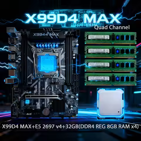 X99 Motherboard Kit with LGA2011-3 Xeon E5 2697 V4, DDR4 32 GB (4*8GB) 2400 MHz RAM, Quad Channel NV
