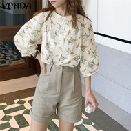 เสื้อสตรีแขนยาวพัฟปกแฟชั่นยืนของผู้หญิง VONDA เสื้อยืดผู้หญิง (สาเหตุเกาหลี) [ลดล้างสต๊อก]