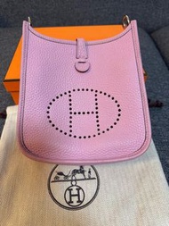Hermès hermes Mini Evelyne 16 X9 錦葵紫 手袋 櫻花粉 粉色斜挎包