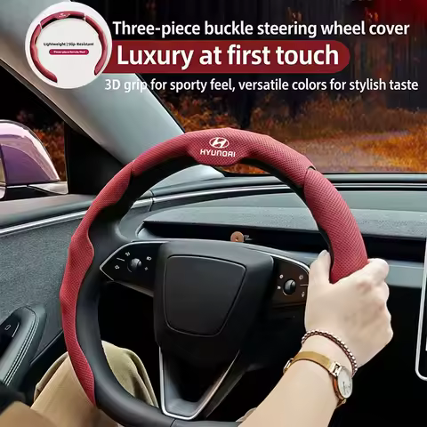 Car Nappa Leather Steering Wheel Cover Sporty Styling Accessories For Hyundai Tucson Accent Kona Ela