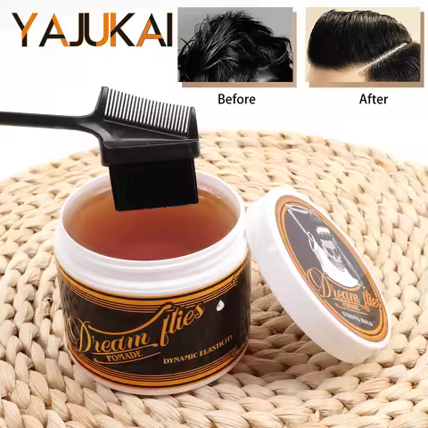 Man Retro Styling Pomade Gel Long-Lasting Moisturizing Hair Wax Pomade For Fluffy Hair Toupee Carame