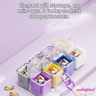 VALENTINE1 Weekly Pill Container, 8-Grid Cube Medicine Storage Box, Waterproof Magnetic Creative Sea