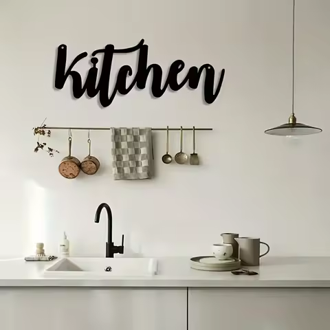 1pc Kitchen Art Letter Wall Sign, Metal Wall Art Ornament, Aesthetic Wall Decoration Retro Metal Han