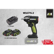 J&E WORX Professional WU279 1/2" 20V 320N.m Cordless Battery Brushless Motor  Impact Wrench #WU279