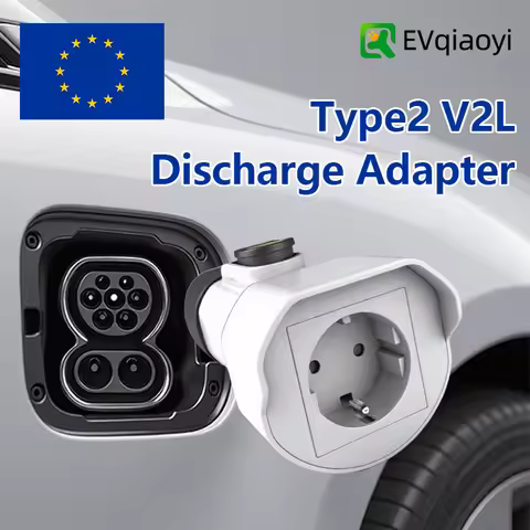 EVqiaoyi Type2 V2L Discharger Adapter 16A 3.5KW Type2 Car Discharge Plug with EU Socket for Camping,