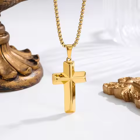 Luxury 24K 9999 Pure Gold real gold Cross Necklace Glow Stereo Cross Pendant Necklace