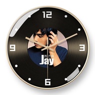 [FREE Shipping] Jay Chou Peripheral Clock Personalized Record Wall Clock Music Decoration Retro Bedroom Room Clock Mute