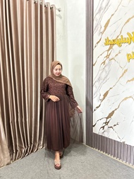 Gamis Wanita Dewasa Warna Mahogany Gamis Brukat Tutu Dewasa Kondangan