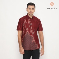 KEMEJA My Aksa Batik Men's Short Shirt Axton Alma