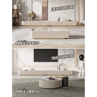 HY/🏮SG8YLight Luxury Italian-Style Ultra-Long TV Cabinet Coffee Table Combination Home Modern Simple Solid Wood Small Ap