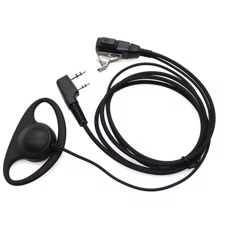 Walkie Talkie D Shape Soft Ear Hook Earpiece 2 Pin PTT with Mic Headset for UV-5R 888S 777S 666S BF 
