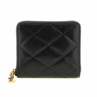 【YSL】SAINT LAURENT Cassandre Bijou 粒面小牛皮 拉鍊 皮夾 卡夾 零錢包 短夾 黑色 862522AAANG1000