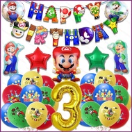 Mario Theme kids birthday party decorations banner foil balloon set supplies