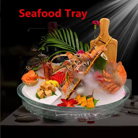 transparent Acrylic sashimi ice tray Japanese Korean sushi fruit plate seafood sashimi platter dry t
