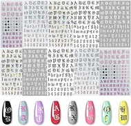 EBANKU 5colors Letter Nail Art Stickers 10 Sheets Letter Nail Stickers for Nails Old English Words A