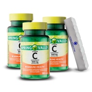 Spring Valley, Vitamin C 500MG, Vitamin C with Rose HIPS, Supplement, 100 Tablets + 7 Day Pill Organ