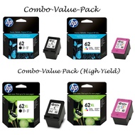 COMBO VALUE PACK HP 62 / HP62XL Original Black and Tri-Colour Ink Cartridges (for HP ENVY 5540, 5640