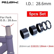 RISK Miếng Đệm Carbon 28.6Mm 31.8Mm Tai Nghe Xe Đạp Vòng Đệm Phuộc Trước 2/3/5/10/15/20 Cho Tai Nghe