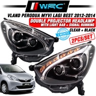 Vland Perodua Myvi Lagi Best 2012 - 2014 Double Projector Headlamp With Light Bar + Signal Running (