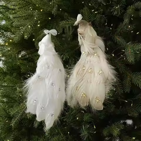 Shimmering Christmas Peacock Decoration Realistic Feathers DIY Crafts Simulated Peacock Cartoon Foam