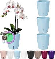 SANTINO 4 Pack Orchid Pots D 15cm Self Watering Pot with Wick System and Water Level Indicator for I