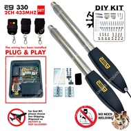 DIY KIT - E9 330 ( FULL SET )  AUTO GATE DC MOTOR SYSTEM SWING ARM AUTOGATE  2CH 433MHZ