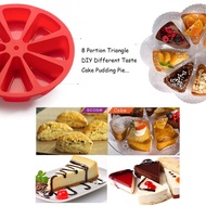 Party Borong 8 Cavity Cake Portion Pizza Slices Pan Divided Tray 3d Silicone Cake Mold Mould