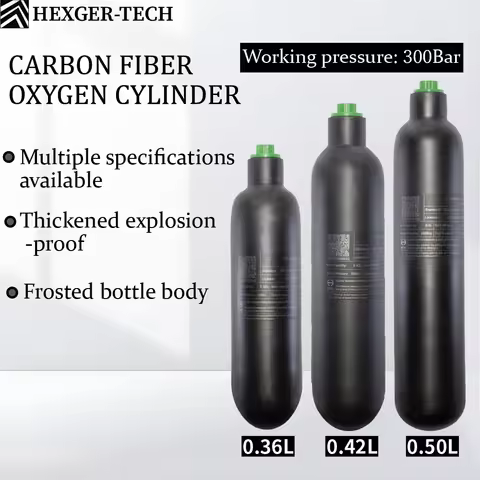 0.36L/360cc 0.42L/ 420cc 0.5L/500cc HEXGER Carbon Fiber Cylinder Steel Bottle Portable Tank M18*1.5 