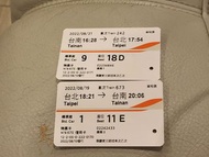 高鐵票根 台北 台南 20220819 21