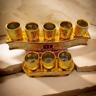 SA Set of 3 cups, set of 5 gold and sequin porcelain offering cups