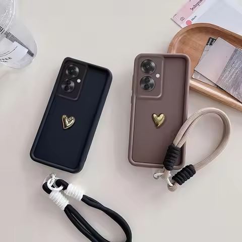 3D Gold Heart+Lanyard Silicone Soft Phone Case For Honor 400 300 200 90 Lite Smart 5G 100 80 70 60 5