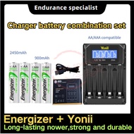 Energizer/Yonii Charger battery combination set AA 2450mAh/AAA 900mAh1.2V NI-MH Rechargeable Battery