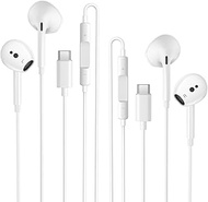 2 Pack USB C Headphones for iPhone 15 16 Plus Pro Max, In-Ear Earpods with Cable Type C, HiFi Stereo
