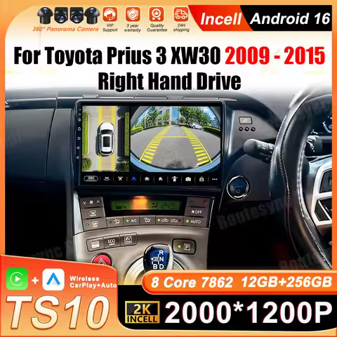 Wireless Carplay Android 16 For Toyota Prius 3 XW30 2009 - 2015 Right Hand Drive Car Radio Multimedi