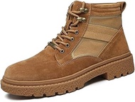 SKGOFGODdx Mens Oxford shoes Ankle Boots for Men Classical Work Boot Lace up PU Leather 4cm Heel Wea