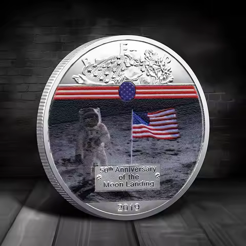 50th Anniversary of The Moon Landing 2019 Commemorative Coin Colorful Plated Collectible Gift Apollo
