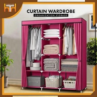MFurniture: CURTAIN Wardrobe with drawer/ Almari baju murah/ Wardrobe/ Almari baju/ Rak baju/ Almari