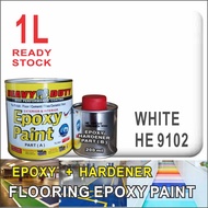 HE 9102 WHITE ( 1L ) EPOXY PAINT ( HEAVY DUTY BRAND ) CAT EPOXY LANTAI / Heavy Duty Protection / CERAMIC TILE CEMEN