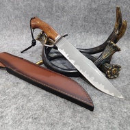 อุปกรณ์ตั้งแคมป์เดินป่า ทรงโบวี SKD-11 ด้ามจับไม้ชิงชัน พร้อมซองหนัง