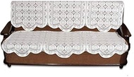 IM FAB Cotton Net Fabric 3 Seater Crosia Design Sofa Cover (Cream/Off-White, Standard) - 2 Pieces