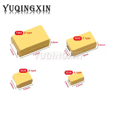 10pcs A B C D Case Tantalum Capacitor 6V 10V 16V 25V 35V 50V 0.1UF 1UF 2.2UF 4.7UF 10UF 22UF 33UF 47