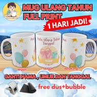 Happy BIRTHDAY / PRINTING CUSTOM HAPPY BIRTHDAY MUG / BIRTHDAY GLASS SOUVENIR / BIRTHDAY GIFT BALLOO