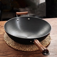 Frying Pan Iron Pan Sun Pattern Non-Stick Pan round Bottom a Cast Iron Pan Pan Iron Pan Traditional Pan Cast Iron Wok Ho