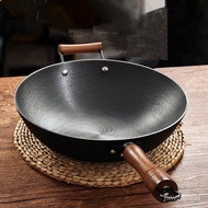 Frying Pan Iron Pan Sun Pattern Non-Stick Pan round Bottom a Cast Iron Pan Pan Iron Pan Traditional 