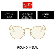 Ray-Ban Round Metal Male Global Fitting Photochromic Sunglasses Blue Light Filter RB3447 9196BL