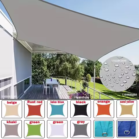 Multi-color outdoor awning waterproof shade sail garden patio car awning rectangular pool awning sha