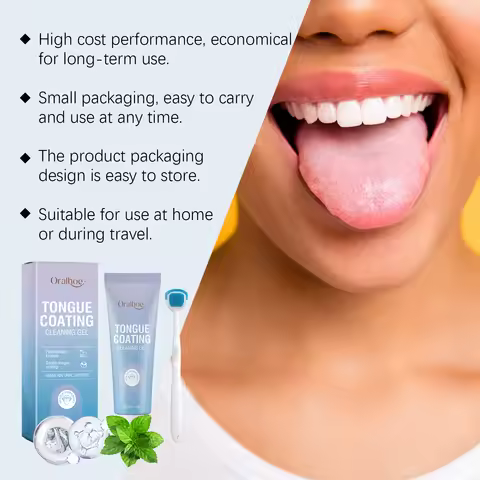 Tongue Cleaning Gel with Toothbrush for Remove Tongue Coating Eliminate Bad Breath Fresh Breath Inhi
